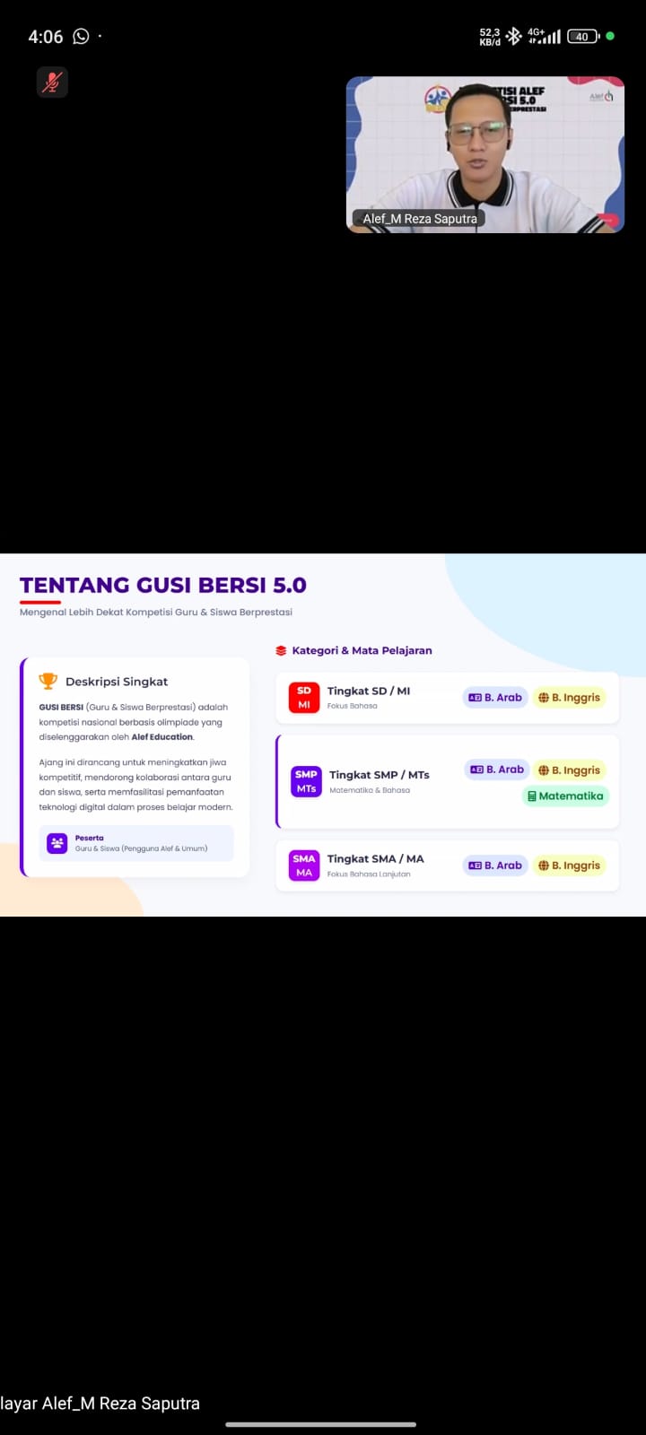 Langkah Nyata Menuju Prestasi, MTsN 9 Bantul Ikuti Sosialisasi Guru dan Siswa Berprestasi Gusi Bersi 5.0 Bersama Alef Education